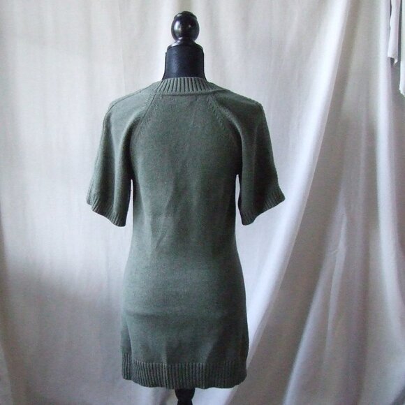 Banana Republic dress green sweater angora fur v-neck knee length preppy cozy XS - Picture 4 of 14